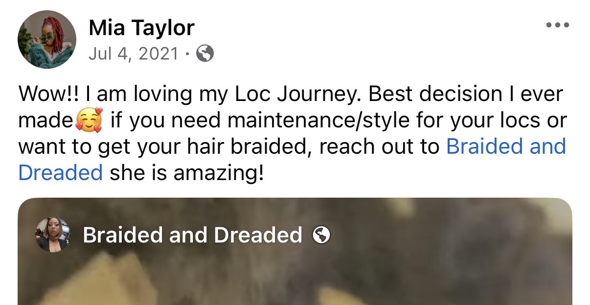 Client review for Braided and Dreaded